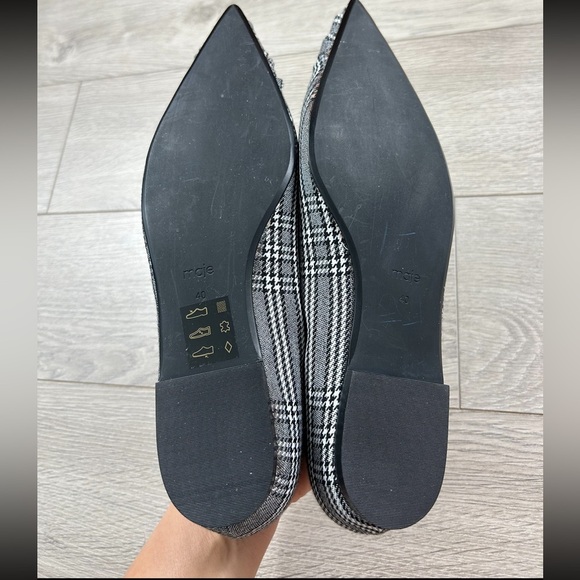 Maje Prince De Galles Checked Pointed Toe Flats In Carreaux - Picture 6 of 13